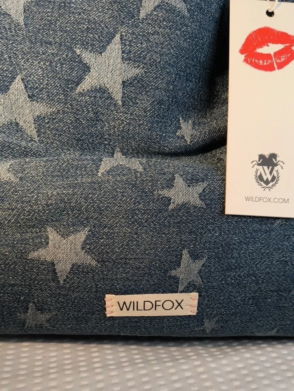 Wildfox HBWF-224-0050B-54 Denim Star Print Backpack in Blue